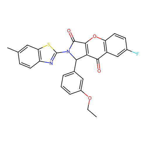 1-(3-ethoxyphenyl)-7-fluoro-2-(6-methyl-1,3-benzothiazol-2-yl)-1,2-dihydrochromeno[2,3-c]pyrrole-3,9-dione structure