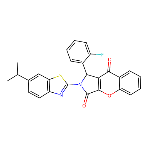 1-(2-fluorophenyl)-2-[6-(propan-2-yl)-1,3-benzothiazol-2-yl]-1,2-dihydrochromeno[2,3-c]pyrrole-3,9-dione structure
