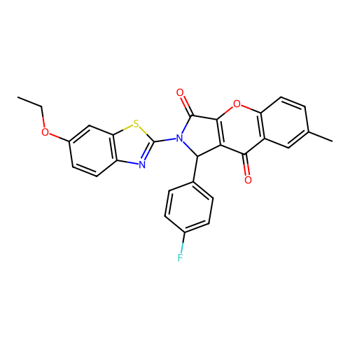 2-(6-ethoxy-1,3-benzothiazol-2-yl)-1-(4-fluorophenyl)-7-methyl-1,2-dihydrochromeno[2,3-c]pyrrole-3,9-dione structure
