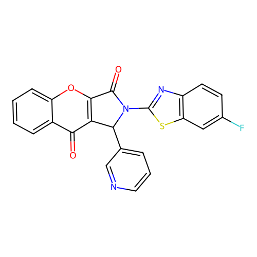 2-(6-fluoro-1,3-benzothiazol-2-yl)-1-(pyridin-3-yl)-1,2-dihydrochromeno[2,3-c]pyrrole-3,9-dione structure