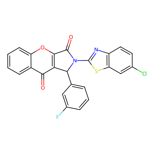2-(6-chloro-1,3-benzothiazol-2-yl)-1-(3-fluorophenyl)-1,2-dihydrochromeno[2,3-c]pyrrole-3,9-dione structure