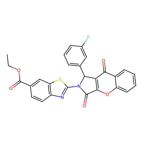 ethyl 2-[1-(3-fluorophenyl)-3,9-dioxo-3,9-dihydrochromeno[2,3-c]pyrrol-2(1H)-yl]-1,3-benzothiazole-6-carboxylate structure