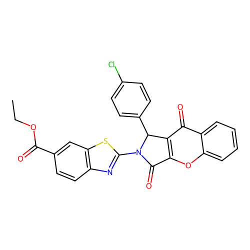 ethyl 2-[1-(4-chlorophenyl)-3,9-dioxo-3,9-dihydrochromeno[2,3-c]pyrrol-2(1H)-yl]-1,3-benzothiazole-6-carboxylate structure