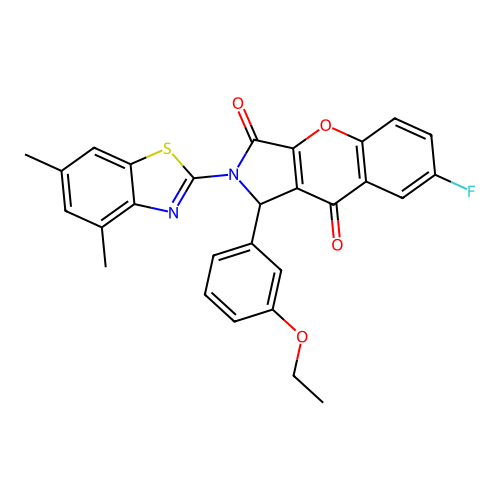 2-(4,6-dimethyl-1,3-benzothiazol-2-yl)-1-(3-ethoxyphenyl)-7-fluoro-1,2-dihydrochromeno[2,3-c]pyrrole-3,9-dione structure