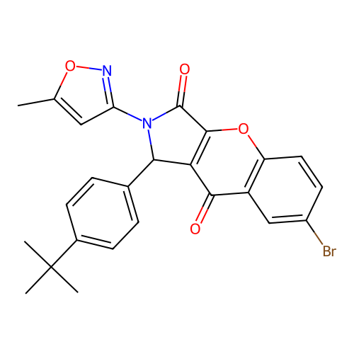 7-bromo-1-(4-tert-butylphenyl)-2-(5-methyl-1,2-oxazol-3-yl)-1,2-dihydrochromeno[2,3-c]pyrrole-3,9-dione structure