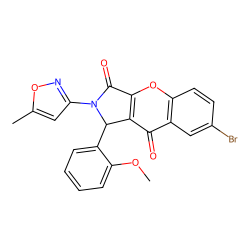 7-bromo-1-(2-methoxyphenyl)-2-(5-methyl-3-isoxazolyl)-1,2-dihydrochromeno[2,3-c]pyrrole-3,9-dione structure