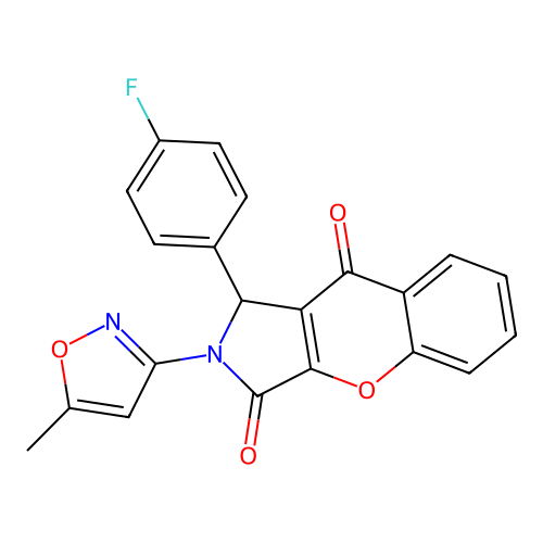 1-(4-fluorophenyl)-2-(5-methylisoxazol-3-yl)-1,2-dihydrochromeno[2,3-c]pyrrole-3,9-dione structure