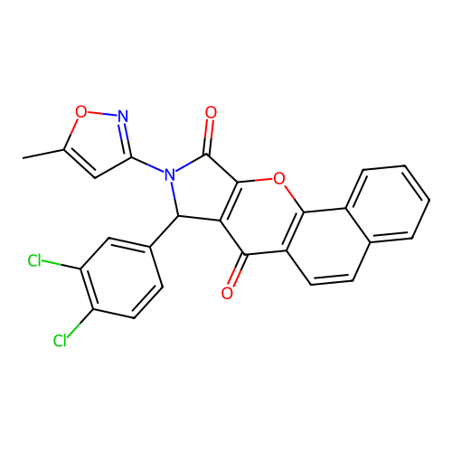 8-(3,4-dichlorophenyl)-9-(5-methyl-1,2-oxazol-3-yl)-8,9-dihydrobenzo[7,8]chromeno[2,3-c]pyrrole-7,10-dione structure