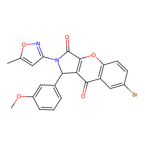 7-bromo-1-(3-methoxyphenyl)-2-(5-methyl-3-isoxazolyl)-1,2-dihydrochromeno[2,3-c]pyrrole-3,9-dione structure