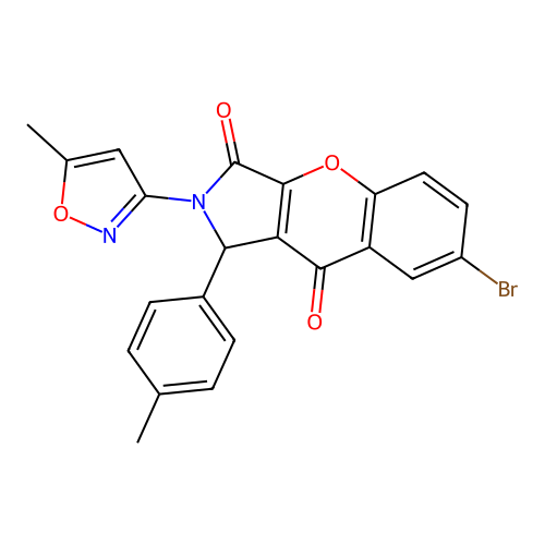 7-bromo-2-(5-methyl-3-isoxazolyl)-1-(4-methylphenyl)-1,2-dihydrochromeno[2,3-c]pyrrole-3,9-dione structure