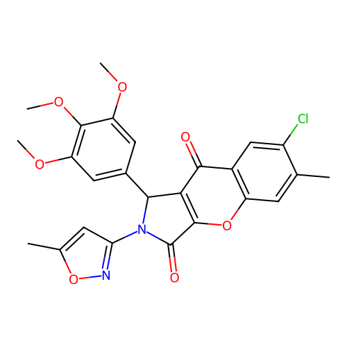 7-chloro-6-methyl-2-(5-methyl-1,2-oxazol-3-yl)-1-(3,4,5-trimethoxyphenyl)-1,2-dihydrochromeno[2,3-c]pyrrole-3,9-dione structure