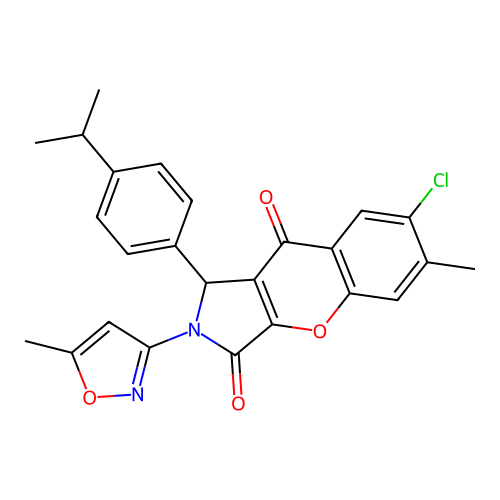 7-chloro-6-methyl-2-(5-methyl-1,2-oxazol-3-yl)-1-[4-(propan-2-yl)phenyl]-1,2-dihydrochromeno[2,3-c]pyrrole-3,9-dione structure
