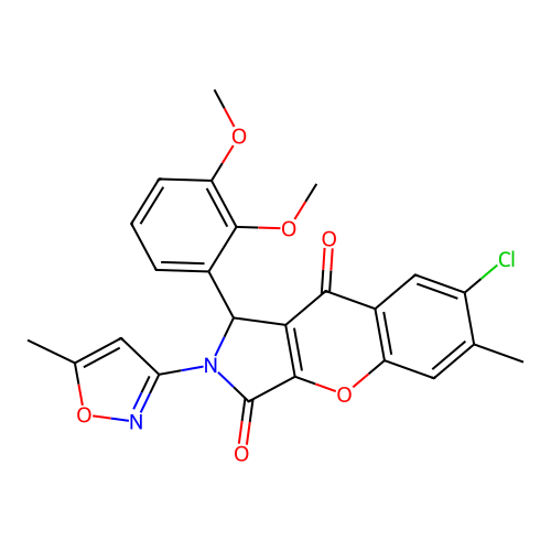 7-chloro-1-(2,3-dimethoxyphenyl)-6-methyl-2-(5-methyl-1,2-oxazol-3-yl)-1,2-dihydrochromeno[2,3-c]pyrrole-3,9-dione structure