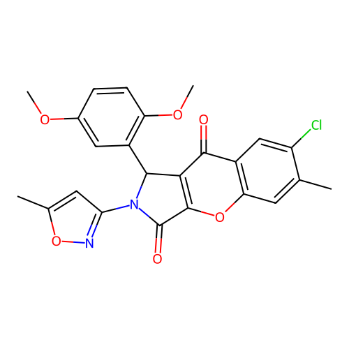 7-chloro-1-(2,5-dimethoxyphenyl)-6-methyl-2-(5-methyl-1,2-oxazol-3-yl)-1,2-dihydrochromeno[2,3-c]pyrrole-3,9-dione structure