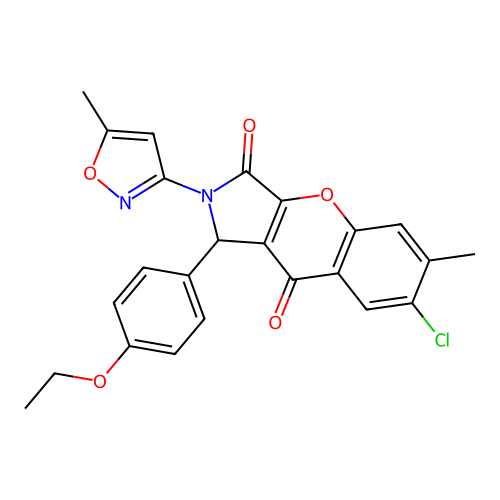 7-chloro-1-(4-ethoxyphenyl)-6-methyl-2-(5-methyl-1,2-oxazol-3-yl)-1,2-dihydrochromeno[2,3-c]pyrrole-3,9-dione structure