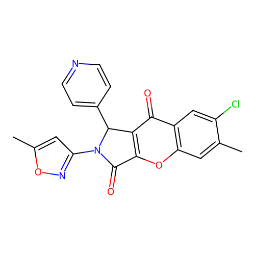 7-chloro-6-methyl-2-(5-methyl-1,2-oxazol-3-yl)-1-(pyridin-4-yl)-1,2-dihydrochromeno[2,3-c]pyrrole-3,9-dione structure