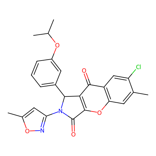 7-chloro-6-methyl-2-(5-methyl-1,2-oxazol-3-yl)-1-[3-(propan-2-yloxy)phenyl]-1,2-dihydrochromeno[2,3-c]pyrrole-3,9-dione structure