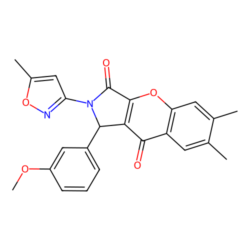 1-(3-methoxyphenyl)-6,7-dimethyl-2-(5-methylisoxazol-3-yl)-1,2-dihydrochromeno[2,3-c]pyrrole-3,9-dione structure