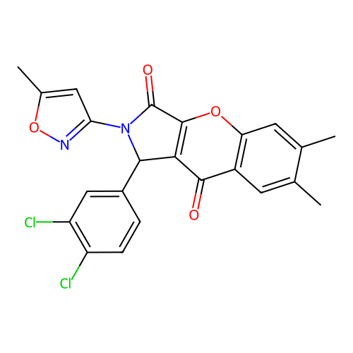 1-(3,4-dichlorophenyl)-6,7-dimethyl-2-(5-methyl-1,2-oxazol-3-yl)-1,2-dihydrochromeno[2,3-c]pyrrole-3,9-dione structure
