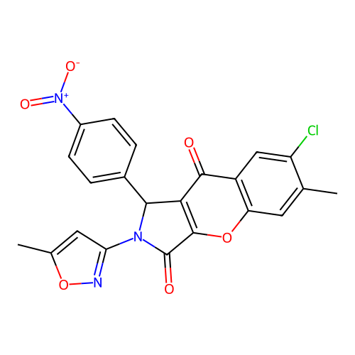 7-chloro-6-methyl-2-(5-methyl-1,2-oxazol-3-yl)-1-(4-nitrophenyl)-1,2-dihydrochromeno[2,3-c]pyrrole-3,9-dione structure