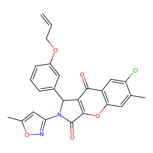7-chloro-6-methyl-2-(5-methyl-1,2-oxazol-3-yl)-1-[3-(prop-2-en-1-yloxy)phenyl]-1,2-dihydrochromeno[2,3-c]pyrrole-3,9-dione structure