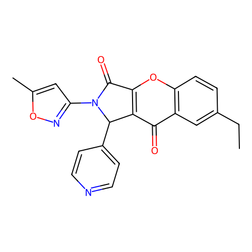 7-ethyl-2-(5-methylisoxazol-3-yl)-1-(pyridin-4-yl)-1,2-dihydrochromeno[2,3-c]pyrrole-3,9-dione structure