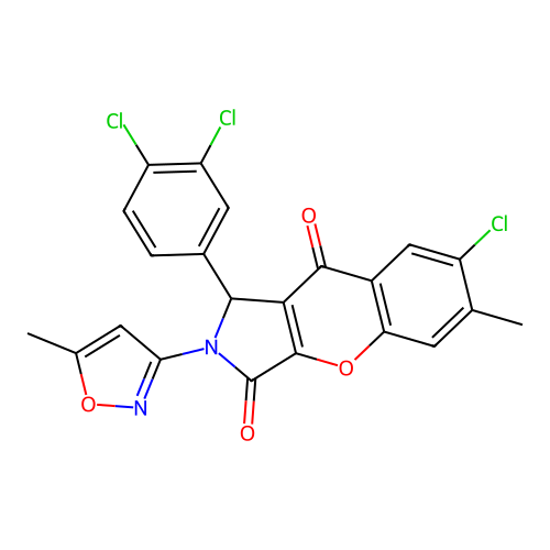 7-chloro-1-(3,4-dichlorophenyl)-6-methyl-2-(5-methyl-1,2-oxazol-3-yl)-1,2-dihydrochromeno[2,3-c]pyrrole-3,9-dione structure