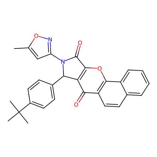 8-[4-(tert-butyl)phenyl]-9-(5-methylisoxazol-3-yl)benzo[h]3-pyrrolino[3,4-b]ch romene-7,10-dione structure