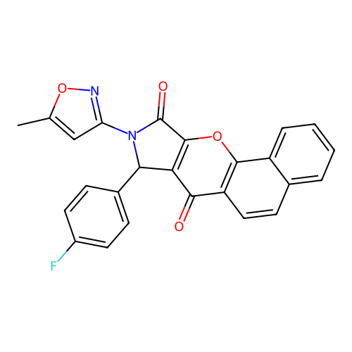 8-(4-fluorophenyl)-9-(5-methyl-1,2-oxazol-3-yl)-8,9-dihydrobenzo[7,8]chromeno[2,3-c]pyrrole-7,10-dione structure