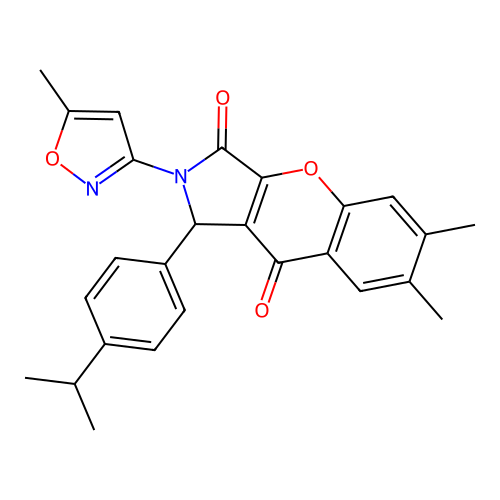 1-(4-isopropylphenyl)-6,7-dimethyl-2-(5-methyl-3-isoxazolyl)-1,2-dihydrochromeno[2,3-c]pyrrole-3,9-dione structure