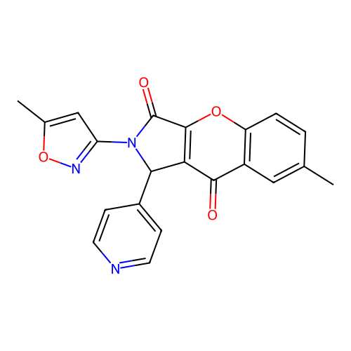 7-methyl-2-(5-methylisoxazol-3-yl)-1-(pyridin-4-yl)-1,2-dihydrochromeno[2,3-c]pyrrole-3,9-dione structure