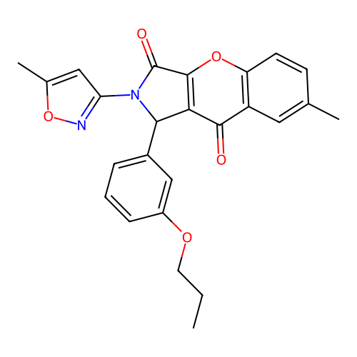 7-methyl-2-(5-methyl-1,2-oxazol-3-yl)-1-(3-propoxyphenyl)-1,2-dihydrochromeno[2,3-c]pyrrole-3,9-dione structure