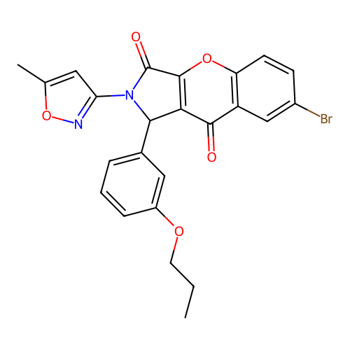 7-bromo-2-(5-methyl-1,2-oxazol-3-yl)-1-(3-propoxyphenyl)-1,2-dihydrochromeno[2,3-c]pyrrole-3,9-dione structure