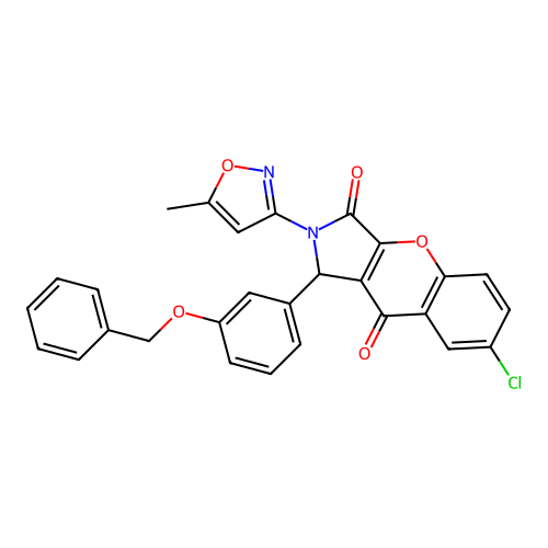 1-[3-(benzyloxy)phenyl]-7-chloro-2-(5-methyl-1,2-oxazol-3-yl)-1,2-dihydrochromeno[2,3-c]pyrrole-3,9-dione structure