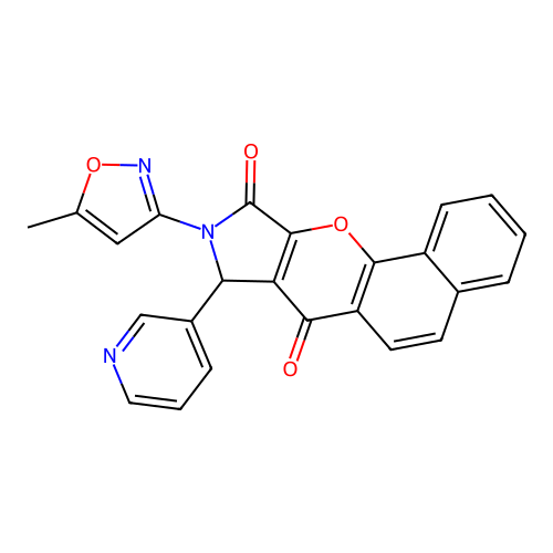 9-(5-methylisoxazol-3-yl)-8-(3-pyridyl)benzo[h]3-pyrrolino[3,4-b]chromene-7,10 -dione structure