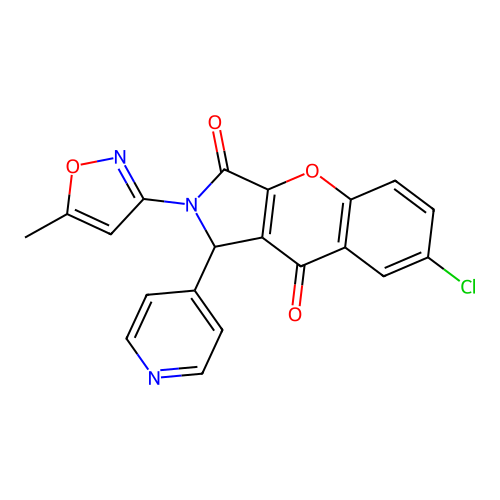 7-chloro-2-(5-methylisoxazol-3-yl)-1-(pyridin-4-yl)-1,2-dihydrochromeno[2,3-c]pyrrole-3,9-dione structure