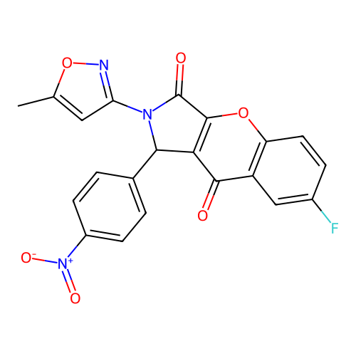 7-fluoro-2-(5-methyl-1,2-oxazol-3-yl)-1-(4-nitrophenyl)-1,2-dihydrochromeno[2,3-c]pyrrole-3,9-dione structure