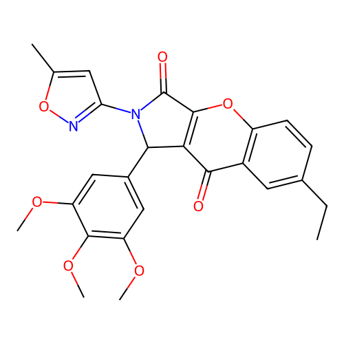 7-ethyl-2-(5-methyl-1,2-oxazol-3-yl)-1-(3,4,5-trimethoxyphenyl)-1,2-dihydrochromeno[2,3-c]pyrrole-3,9-dione structure