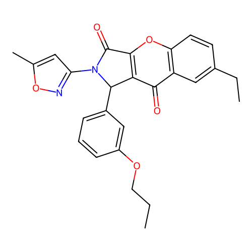 7-ethyl-2-(5-methyl-1,2-oxazol-3-yl)-1-(3-propoxyphenyl)-1,2-dihydrochromeno[2,3-c]pyrrole-3,9-dione structure