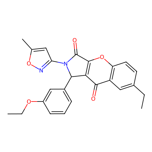 1-(3-ethoxyphenyl)-7-ethyl-2-(5-methylisoxazol-3-yl)-1,2-dihydrochromeno[2,3-c]pyrrole-3,9-dione structure
