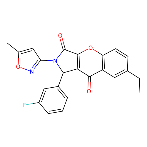 7-ethyl-1-(3-fluorophenyl)-2-(5-methylisoxazol-3-yl)-1,2-dihydrochromeno[2,3-c]pyrrole-3,9-dione structure