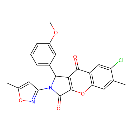 7-chloro-1-(3-methoxyphenyl)-6-methyl-2-(5-methylisoxazol-3-yl)-1,2-dihydrochromeno[2,3-c]pyrrole-3,9-dione structure