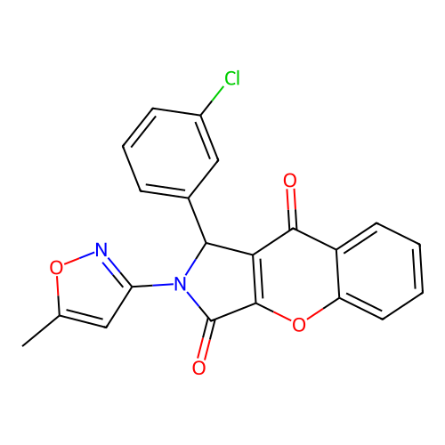 1-(3-chlorophenyl)-2-(5-methylisoxazol-3-yl)-1,2-dihydrochromeno[2,3-c]pyrrole-3,9-dione structure