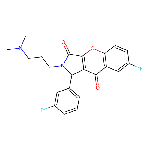 2-[3-(dimethylamino)propyl]-7-fluoro-1-(3-fluorophenyl)-1,2-dihydrochromeno[2,3-c]pyrrole-3,9-dione structure