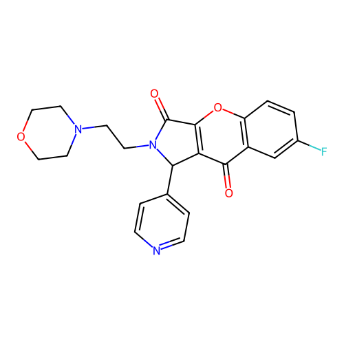 7-fluoro-2-(2-morpholinoethyl)-1-(pyridin-4-yl)-1,2-dihydrochromeno[2,3-c]pyrrole-3,9-dione structure