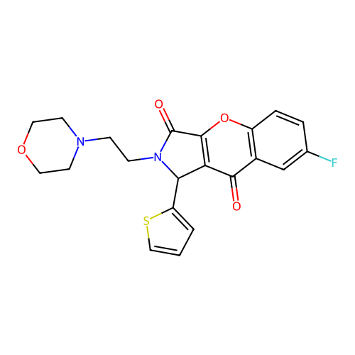 7-fluoro-2-(2-morpholinoethyl)-1-(thiophen-2-yl)-1,2-dihydrochromeno[2,3-c]pyrrole-3,9-dione structure