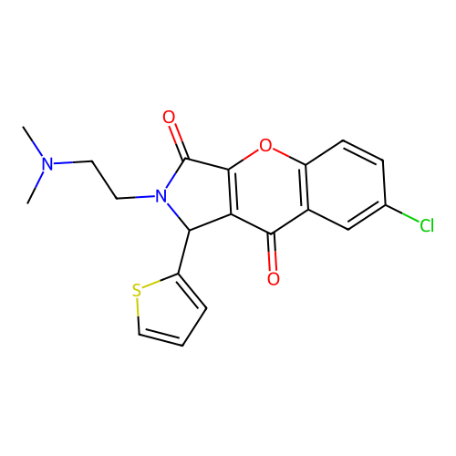 7-chloro-2-(2-(dimethylamino)ethyl)-1-(thiophen-2-yl)-1,2-dihydrochromeno[2,3-c]pyrrole-3,9-dione structure