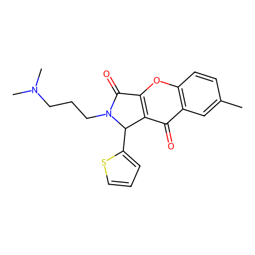 2-[3-(dimethylamino)propyl]-7-methyl-1-(2-thienyl)chromeno[2,3-c]3-pyrroline-3 ,9-dione structure