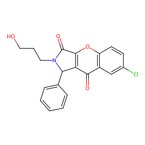 7-chloro-2-(3-hydroxypropyl)-1-phenyl-1,2-dihydrochromeno[2,3-c]pyrrole-3,9-dione structure