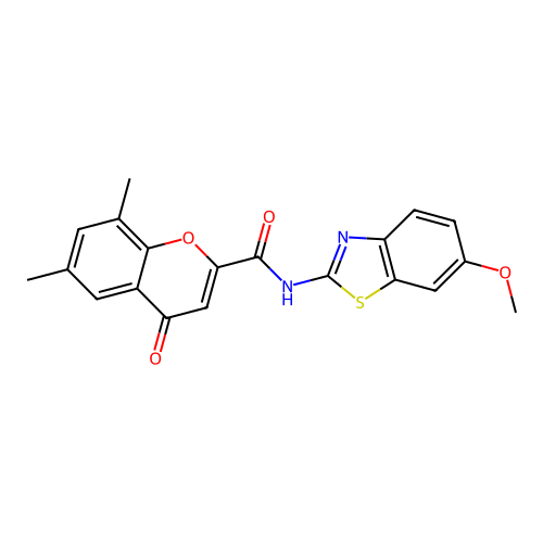 N-(6-methoxy-1,3-benzothiazol-2-yl)-6,8-dimethyl-4-oxo-4H-chromene-2-carboxamide structure